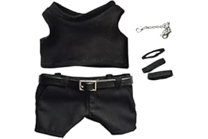 niannyyhouse 20 cm pluszowe ubranka dla lalek czarna kamizelka spodnie akcesoria do paska