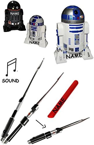 Set: Star Wars - Grillzange + Kurzzeitwecker + Salz &amp; Pfefferstreuer - incl. Name - zum Grillen - Laserschwert Darth Vader - Garten / Droide Starwars - Clone / Lightsaber - lang