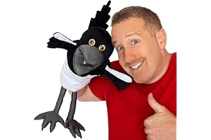 LITTLE FROG TOYS Steve and Maggie Soft Plush Toy, Magpie Plush Toy, Educational Crow Bird Hand Puppet, Interactive and Imaginative Activities for Kids, Large Stuffed Animal Bird Toys for Kids