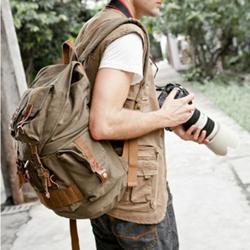 iDream - Retro Sac dos toile canvas pour cam ra DSLR SLR appareil photo reflex - avec housse de pluie tanche pour Sony Canon Nikon Olympus - 30cm x 17cm x 42cm Vert militaire reviews iDream - Retro Sac dos toile canvas pour cam ra DSLR SLR appareil photo reflex - avec housse de pluie tanche pour Sony Canon Nikon Olympus - 30cm x 17cm x 42cm Vert militaire