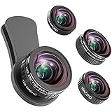Phone Kamera Objektiv, 235 ° Fisheye Objektiv + 15 x Makro-Objektiv, 0,4 X Weitwinkel-Objektiv + 12 x Macro Objektiv, Smartphones Kamera Kit kompatibel für iPhone X/ 8/7/6/6S Plus, Samsung