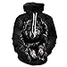 Produktbild Hoodie Sweatshirt Herren Damen, DoraMe Männer Frauen Wolf 3D Gedruckte Lange ärmel Kapuzenpulli Lässig Party Kapuze Pullover Bluse Shirt (Schwarz, M)
