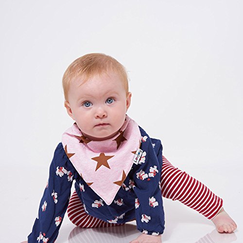 Lovjoy Bandana Geifer Baby Lässig Lätzchen – 5er Pack (Hübsche Rosa) – Multicolor Super Absorbent & Soft für ultimativen Komfort mit Druckknöpfen – abwaschbar – Wasserdicht vlies Auskleidung für 0-3 Jahre – Netter Baby-Geschenk für Jungen und Mädchen - 4