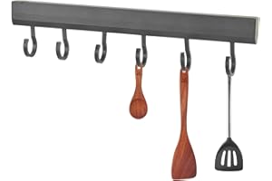 Ziyonix Porta Utensili da Cucina, Barra Portautensili Gancio da Cucina Senza Foratura Ringhiera cucina Gancio Porta Portautensili da cucina a Parete con 6 Ganci Mobili per Appendere Utensili