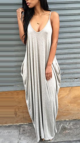 Preisvergleich Produktbild hippolo Unregelmäßige Sling Tiefer V Taschen Kleid Silber XL