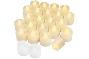 Firschoie 24 bougie led, bougies chauffe plat à piles, Bougies à Scintillantes Réalistes avec une lumière jaune chaude, Peut être utilisé pour les pique-niques, l'extérieur, la décoration de mariage