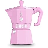 Bialetti - Moka Exclusive: 3 Cups Ocak &Uuml;st&uuml; Espresso Pişirici - 130ml - Pembe Renk - Al&uuml;minyum G&ouml;vde - Patentli G&uuml;venlik Valf