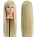 30Inch Long Smooth 100% Synthetic Blonde Hair Hairdressing Styling Head Doll Mannequin Training Head Tools Braiding Cutting Model with Clamp #613