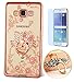Produktbild ISENPENK Samsung Galaxy J5/J510 (2016) Ring Handy Hülle mit Panzerglas,Ultra Slim soft TPU Silikon Transparent 3D Glitzer Strass Schutzhülle Muster Glänzend Glitzer Strass Kristall Diamant Stoßdämpfend Transparent Spiegel Schutz Handy Hülle Blume Butterfly Crystal Case Tasche Etui Bumper Handy Hülle mit Diamant Ring für Samsung Galaxy J5/J510 (2016) 5.2 Zoll-[katze rose gold]+Panzerglas/Schutzfoile/Displayschutzfolie