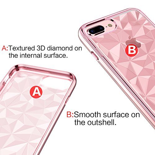 BENTOBEN Funda iPhone 8 Plus  Funda iPhone 7 Plus  Carcasa Case Cover Transparente Choque Absorcin TPU Antichoque Antigolpes Funda para iPhone 8 Plus iPhone 7 Plus - Rosa Oro