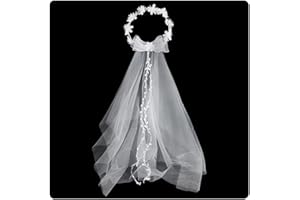 ‎FOGARI Schleier Braut, Brautschleier, Hochzeitsschleier, Weiß Haarkranz Kommunion Ideal für Hochzeiten, Kommunion, Brautjungfern und Blumenmädchen