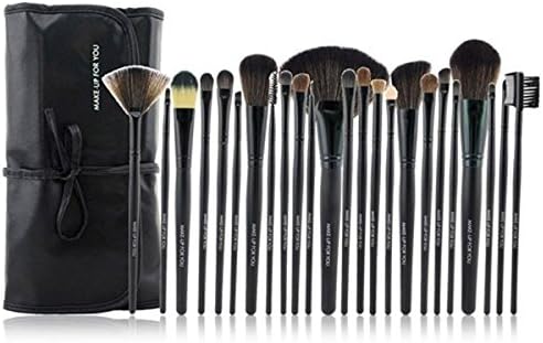Make up Brushes,Moonight Professional 24pcs Cosmetic Brushes Set|Makeup Brushes Set - Pro Cosmetic Makeup Brush Set Kit w/ Leather Case - For Eye Shadow, Blush, Concealer (24 Pieces, Black)