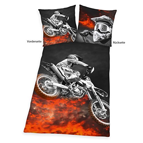 Herding 4859214050 Bettwäsche Young Coll. Motorcross, Kopfkissenbezug: 80 x 80 cm + Bettbezug: 135 x 200 cm, 100 % Polyester, Microfaser - 2
