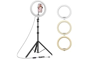 Tygot 10 Inches Big LED Ring Light for Camera, Phone, tiktok, YouTube, Video Shooting and Makeup, 10" inch Ring Light with 7 Feet Long Foldable and Lightweight Tripod Stand