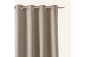 ROOM99 Aura - Cortina con Ojales Plateados, 140 x 250 cm (Ancho x Alto), oscurecimiento, Cortinas correderas, decoración Moderna, para salón, Dormitorio, Beige, 1 Unidad