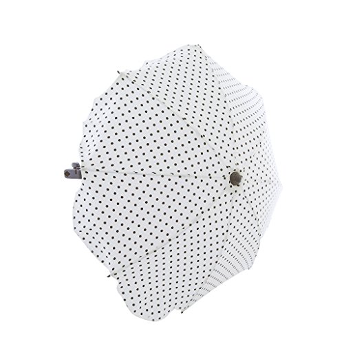 Lux4Kids Baby Pram Pushchair Sun Parasol / Universal Beach Umbrella Shade Canopy 14 White Black Dots