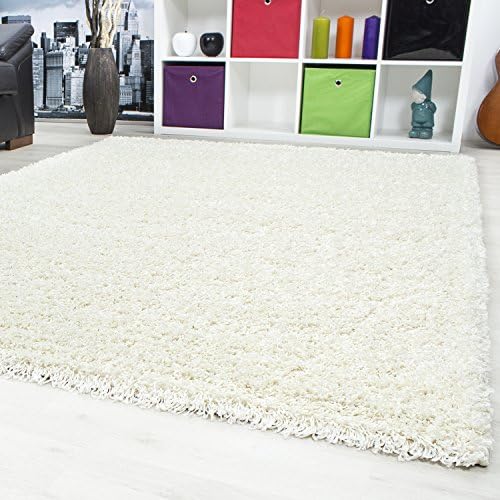 SMALL - EXTRA LARGE SIZE THICK MODERN PLAIN NON SHED SOFT SHAGGY RUG REC &amp; ROUND WEIGHT APPR. 2600 GR DEEPT 50 MM LIVING ROOM SHAGGY RUGS SUITABLE FOR UNDERFLOOR HEATING FLOKATI RUGS, Color:Cream, Size:80 cm Round