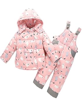Winter Kinder Bekleidungsset 2tlg Daunenjacke mit Kaputze + Daunenhose Kleikind Mädchen Verdickte Winterjacke...