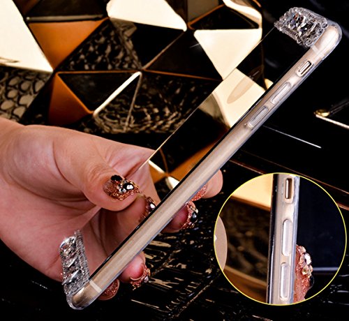 iPhone 6S Plus Hülle,iPhone 6 Plus Hülle,iPhone 6S Plus / 6 Plus Hülle,ikasus® [Bling Glitzer Kristall Strass Diamant Spiegel Hülle] iPhone 6S Plus Silikon Hülle,Glänzend Glitzer Kristall Strass Diamanten Überzug Mirror Spiegel Muster Stoßdämpfend TPU Silikon Schutz Handy Hülle Case Tasche Silikon Crystal Case Schutzhülle Etui Bumper für Apple iPhone 6 Plus / 6S Plus (5,5 Zoll) – Silber - 4