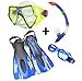 Produktbild SCHNORCHELSET Tauchmaske + Schnorchel + Flossen + Schwimmbrille blau Erwachsene ~mp 649 Og9+