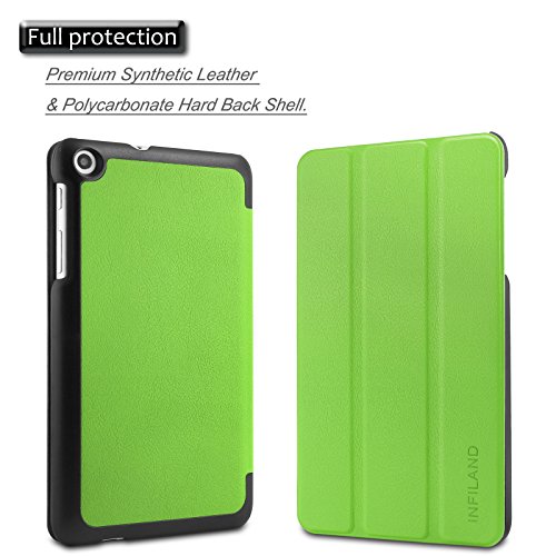 Infiland Huawei MediaPad T1-701W Hülle Case-Ultra Dünn Tri-Fold Muschel PU Leder Ultra Schlank Superleicht Ständer Shell Cover Schutzhülle Etui Tasche für Huawei MediaPad T1-701W 8GB (7.0 Zoll) Tablet-PC(Grün) - 2