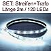 Produktbild SET LED Strip Streifen WEISS 2 Meter inkl. Netzteil PCB weiss