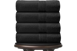 GC GAVENO CAVAILIA Hand Towels 4Pack | Black Hand Towels For Bathroom Set of 4 (50 x 80 Cm) | Fast Dry & Highly Absorbent Egyptian Cotton Towel | 450 GSM Hand Towel Spa Hotel Gym Towels Set