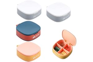 OHAODUO 4 pezzi, piccole custodie portapillole da viaggio, con 4 scomparti, per le pastiglie, per l’uso quotidiano e in viaggio