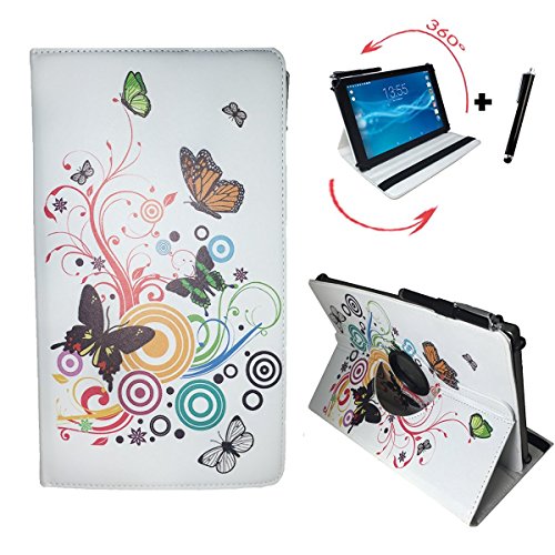 Archos 101 Oxygen - 10.1 Zoll Drehbare Tablet Schutztasche mit Standfunktion + Touch Pen – 10.1 Zoll Schmetterling 360°
