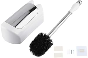 Cafopgrill szczotka do toalety i uchwyt do przechowywania zestaw ścienny ze stali nierdzewnej, WC do czyszczenia łazienki, kompaktowe narzędzie do czyszczenia domu, łazienki, toalety (biały)
