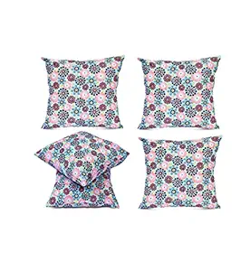 Tolexo Knitted Fabric Digital Print Cushion Cover, 16 x 16 inch, Set of 5 (Multicolour )
