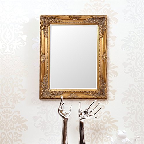 FACETTENSPIEGEL mit BAROCK HOLZRAHMEN 37x47cm von XTRADEFACTORY Wandspiegel Antik-Look gold