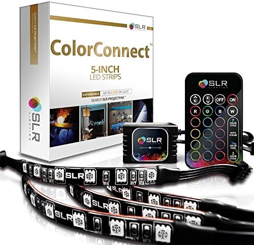 4pc Multi-Color RGB LED Strip Kit, 5-inch Pre-Cut Accent Light Strips for TV Home Theater Backlight and Kitchen Under Cabinet Lighting, Waterproof Silicone, 3M Tape, Power Adaptor