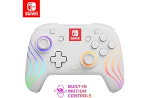 PDP Afterglow Wave Wireless Pro Controller with Full Motion for Nintendo Switch, Nintendo Switch - OLED Model, 8 RGB LED Lighting Zones, 30 Foot Range, 20 Hour Rechargeable Battery White