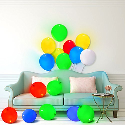Fieleer LED Blinkende Luftballons mit Ballon-Band, Mehrfarbig, Leuchtende Ballons f¨¹r Geburtstag, Party, Hochzeit, Festival