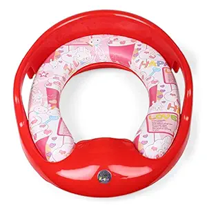 Tucute Supplies Soft Cushion Baby Potty Seat with Handle and Back Support Toilet Seat for Western Toilet (Red)