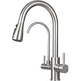 Hausharbor Osmosis 3 Way Tap, 3 Way Taps with Removable Shower Head | 360&deg; Swivel Kitchen Sink Tap with Two Handles &amp; Filter,