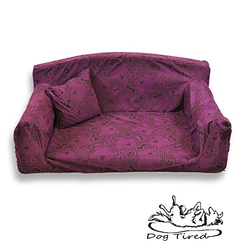 Dog-Tired-Purple--Pet-Sofa-Trendy-3-sizes-Dog-bed-Modern-cover-material-Made-in-UK