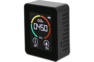 Geevorks 3 en 1 Detector de Ccalidad del Aire Multifuncional con Pantalla LCD de 2,8 pulgadas,Medidor de CO2,Temperatura y Humedad+USB Tipo C,para Doméstico,Cultivo Agrícola