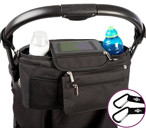 BTR Kinderwagen- / Buggy-Organizer oder Aufbewahrungstasche mit Reißverschlusstasche und Geldbeutel. Baby Kinderwagentasche