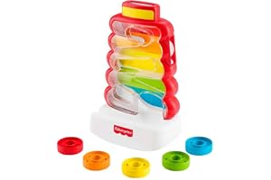 Fisher-Price baby- och barnleksak, Drop Through Rock-a-Stack, aktivitet med nedsläpp av ringar för utvecklande lek, lämplig f