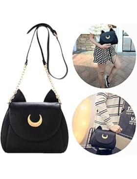 Itian PU-lederne Frauen Handtasche Schultertasche (Schwarz)