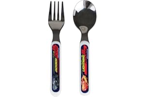 FUN HOUSE DISNEY CARS - Set di posate in acciaio inox con forchetta e cucchiaio +/- 13,5 cm, colore: Blu