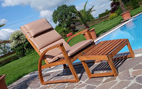 Deckchair extra large Sonnensessel BARBUDA aus Holz Lärche mit Sitzauflage und Kopfpolster extrem robust inkl. Fußauflage von AS-S - 2