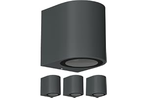 ledscom.de 4 st ALSE-vägglampor för utomhusbruk, IP54, downlight, matt antracit, runda, 1x GU10 max. 35 W