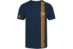 Genérico Camiseta Roja de la Selección Española con Diseño Vintage, Escudo y Rayas