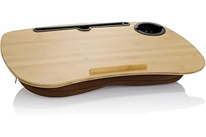 hjh OFFICE COMFILAP 830057 - Vassoio per computer portatile, 55 x 34 cm, in bamb? marrone, con barra di supporto antiscivolo
