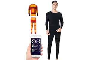 scosao Set di Biancheria Intima Riscaldante Elettrica per Donna Uomo Intimo Termico Riscaldata USB Lavabile T-Shirt e Pantaloni Termica con App Regolazione della Temperatura per Moto, Caccia
