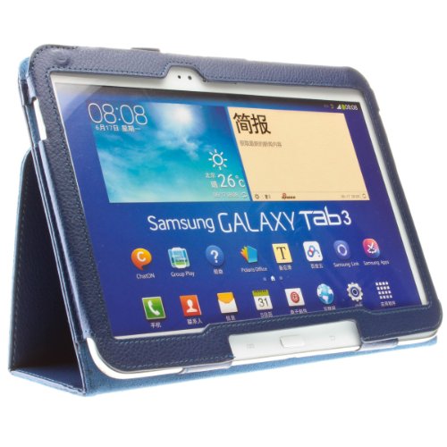 Design Tab3 10 1 Standtasche f  r SAMSUNG GALAXY TAB 3 P5200 P5210 P5220 H  lle Etui Tasche Case ULTRASLIM  Dunkelblau 