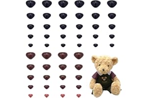 PandaHall 380pcs 5 Tailles Nez d'ours en Plastique, Nez Triangulaire Artisanal Nez d'animal à Dos Plat pour la Fabrication Artisanale de Marionnettes Crochet et d'animaux en Peluche